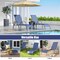 Costway Patio Lounge Chair Chaise Adjustable Reclining Armrest Navy/Brown/Grey
